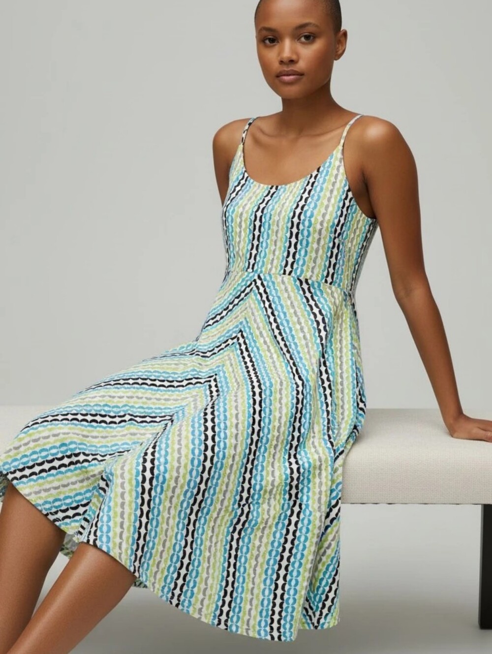 Madison Multicolor Dress - Blue & Lime